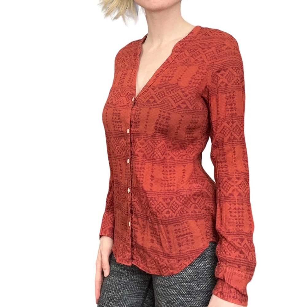 Lucky Brand Long Sleeve Button Up Aztec Print